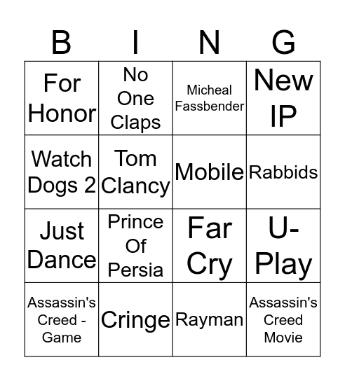 Ubisoft Bingo Card