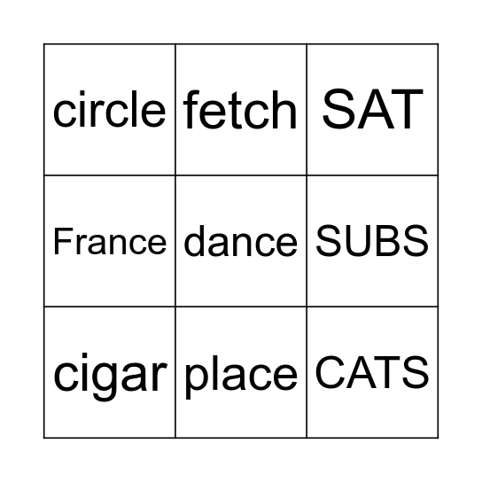 ce ci/s/、s/s/、ch tch/tʃ/ Bingo Card