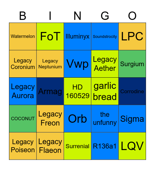 Subworld Bingo Card