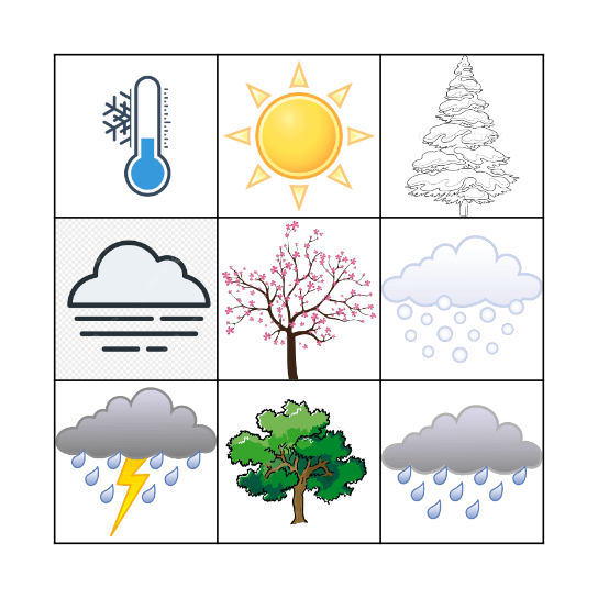 Weather and Seasons Bingo Card