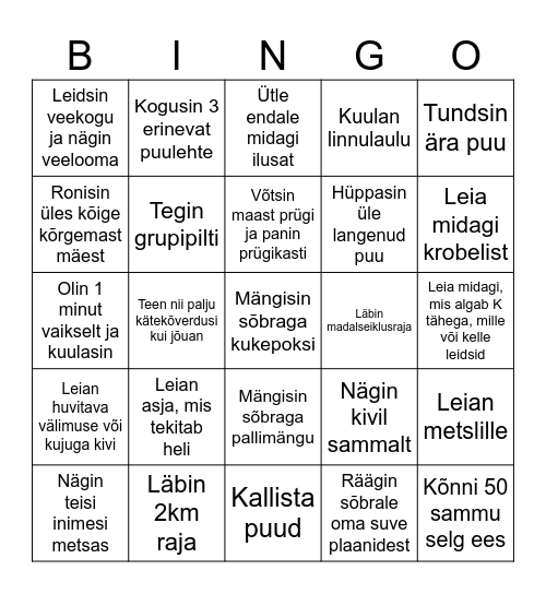 Metsa bingo Card