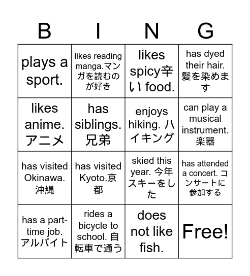 Find someone who... Bingo Card