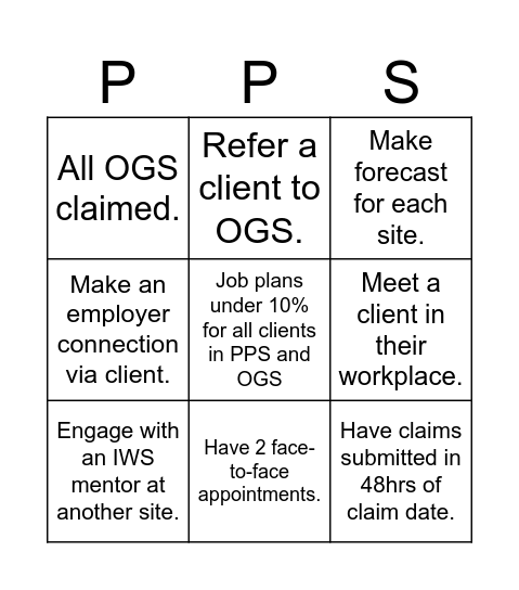 IWS Bingo Card