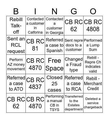 Pacheco BINGO Card
