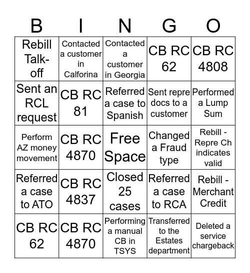 Pacheco BINGO Card