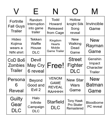 Summer Games Fest Bingo for 5 money Bingo Card