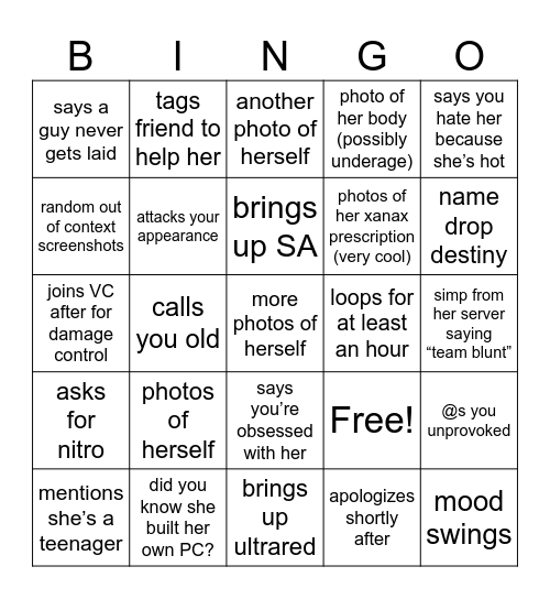 Blunt Bingo Card