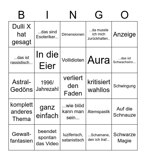 Kristall-Dulli-Bingo Card