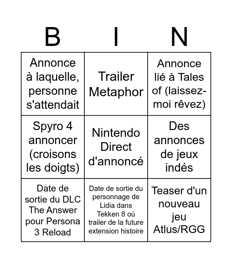 Bingo Card