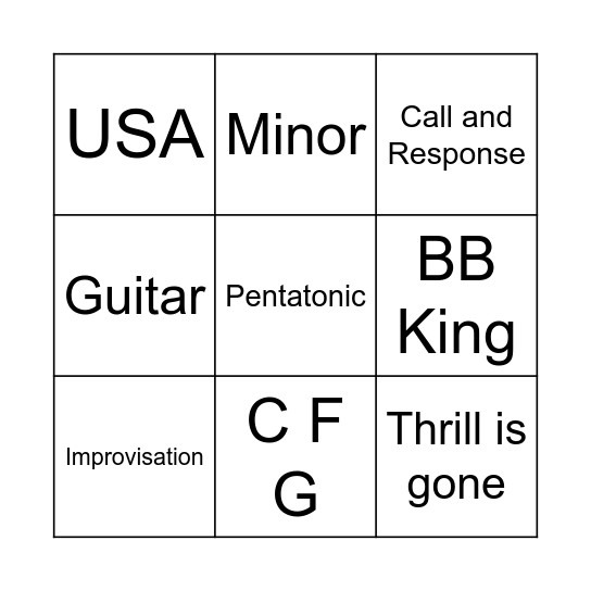 Blues Bingo Card