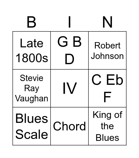 Blues Bingo Card