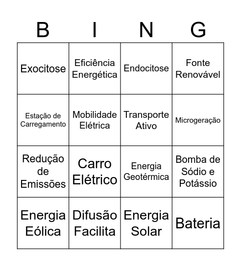 ENERGIA DO COTIDIANO Bingo Card
