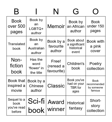 Reading Bingo 2024 Bingo Card