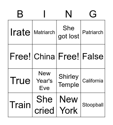 January-April Bingo Card