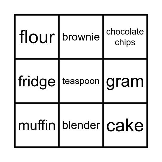 BAKING BINGO Card