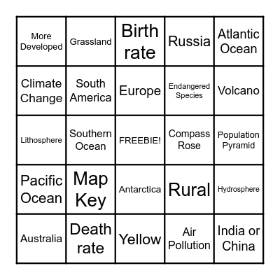 Geo BINGO Card