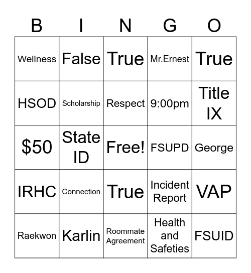 Policy/GRL Bingo Card