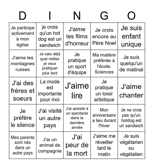 Paul Dingo Bingo Card