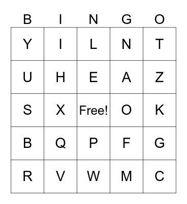 ALPHABET BINGO Card