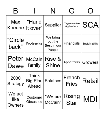 Rise & Shine 2024 Bingo Card