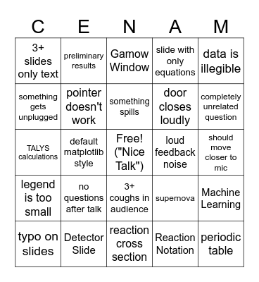 Frontiers Bingo Card