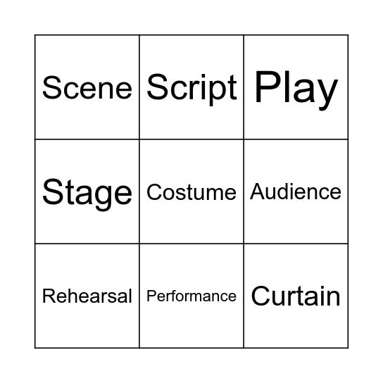 Theatre Bingo Card