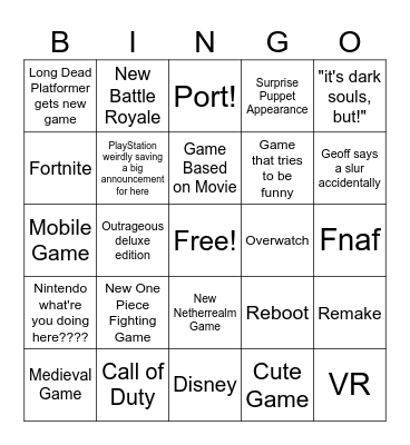 Legoroys Summer Games Fest Bingo Card Bingo Card