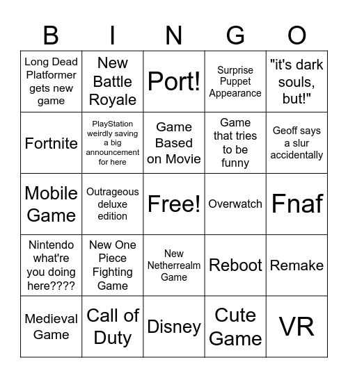 Legoroys Summer Games Fest Bingo Card Bingo Card