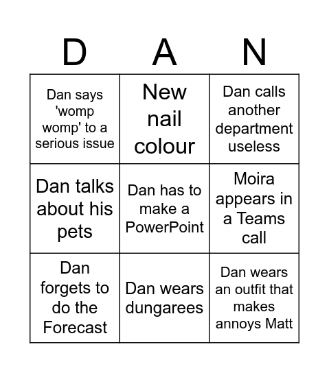 Dango Bingo Card