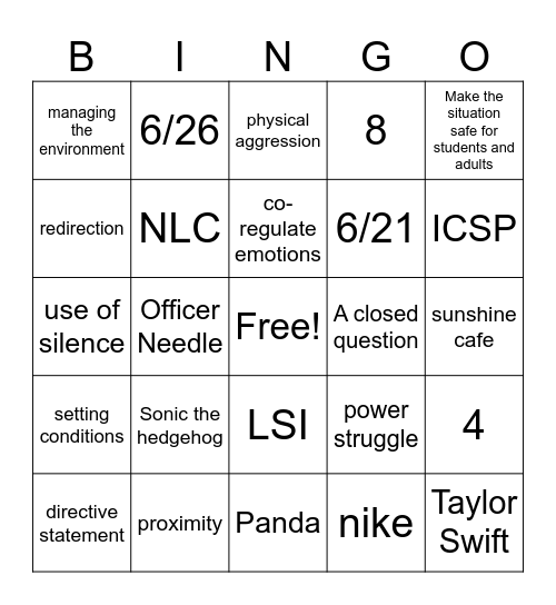 TCI-S 2 end of year reviewco Bingo Card