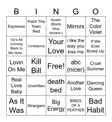 Tik Tok Bingo #4 Bingo Card