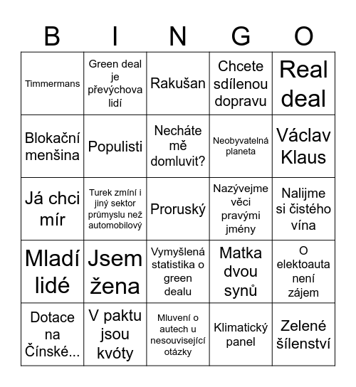 Nerudová VS Turek Bingo Card