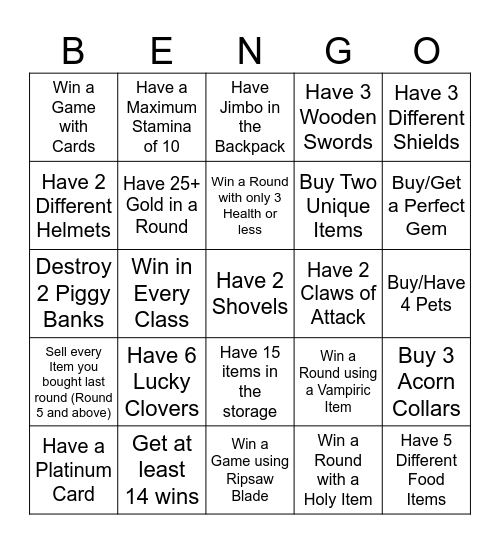 Ben/Wolfi Bingo Card