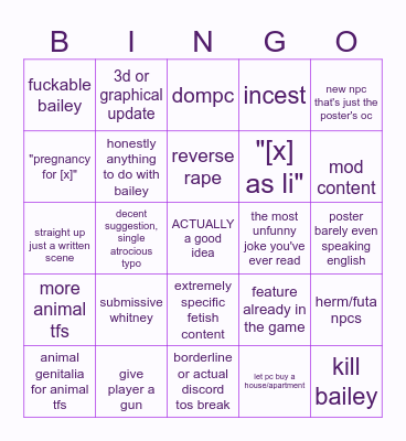 #ideas-suggestions bingo Card