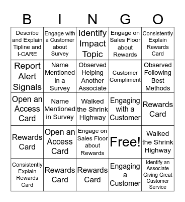 T.J.Maxx Bingo Card