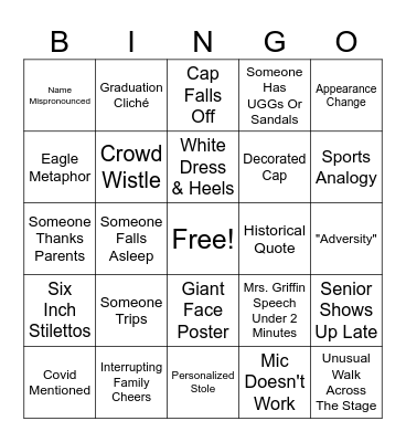 Graduation Bingo Card