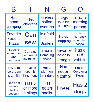 Getting to Know The Team Bingo Card