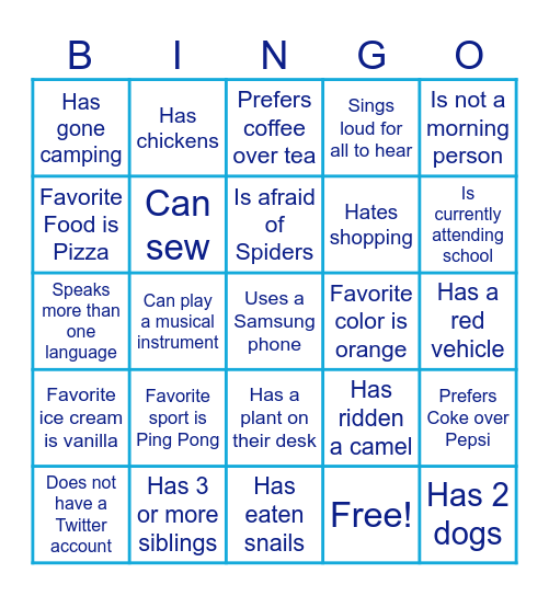 Getting to Know The Team Bingo Card