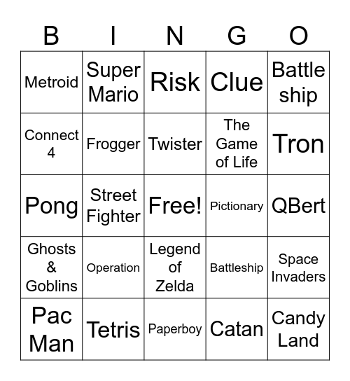 Fun & Games Bingo Card