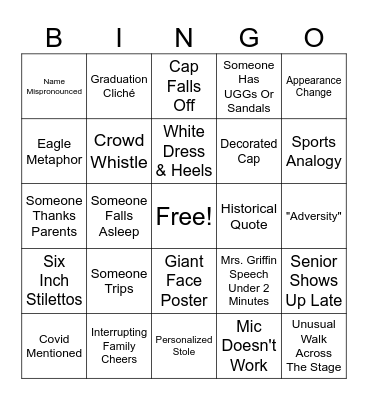 Graduation Bingo Card