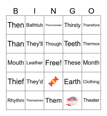 TH Sounds Bingo Card