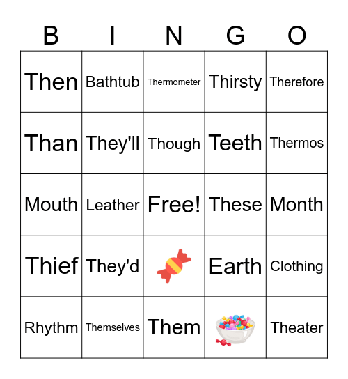 TH Sounds Bingo Card