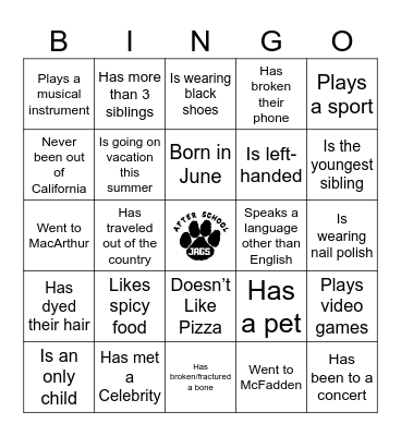 Ice Breaker Bingo Card