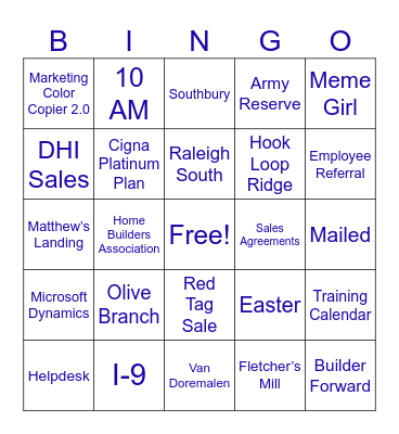 Onboarding Day Bingo Card