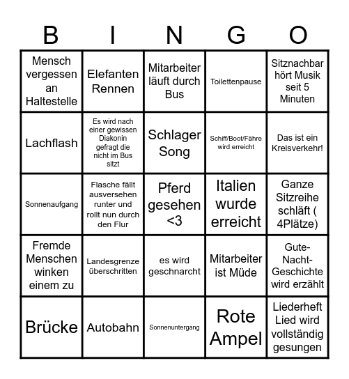 Bus BINGO Card