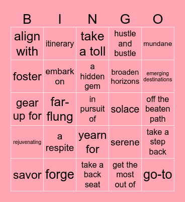 Pinterest Summer Bingo Card