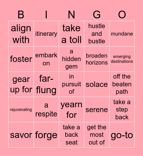 Pinterest Summer Bingo Card