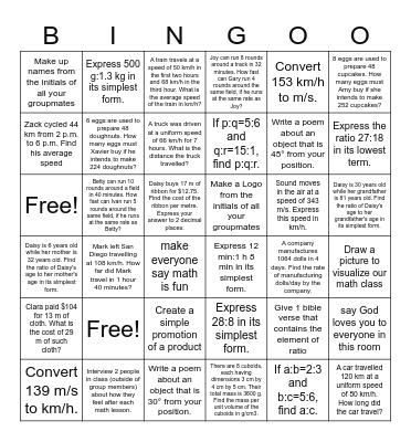 HAPPY MATH Bingo Card