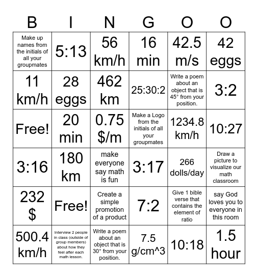 Answer Bingo Card