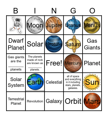 Solar System Bingo Card